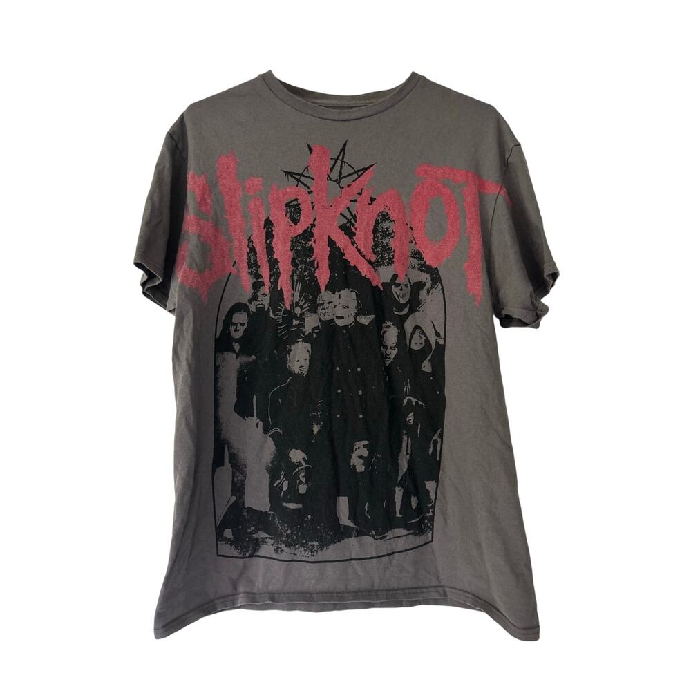 Slipknot Band Graphic T Shirt Gray Red Size L Metal Y2K Goth